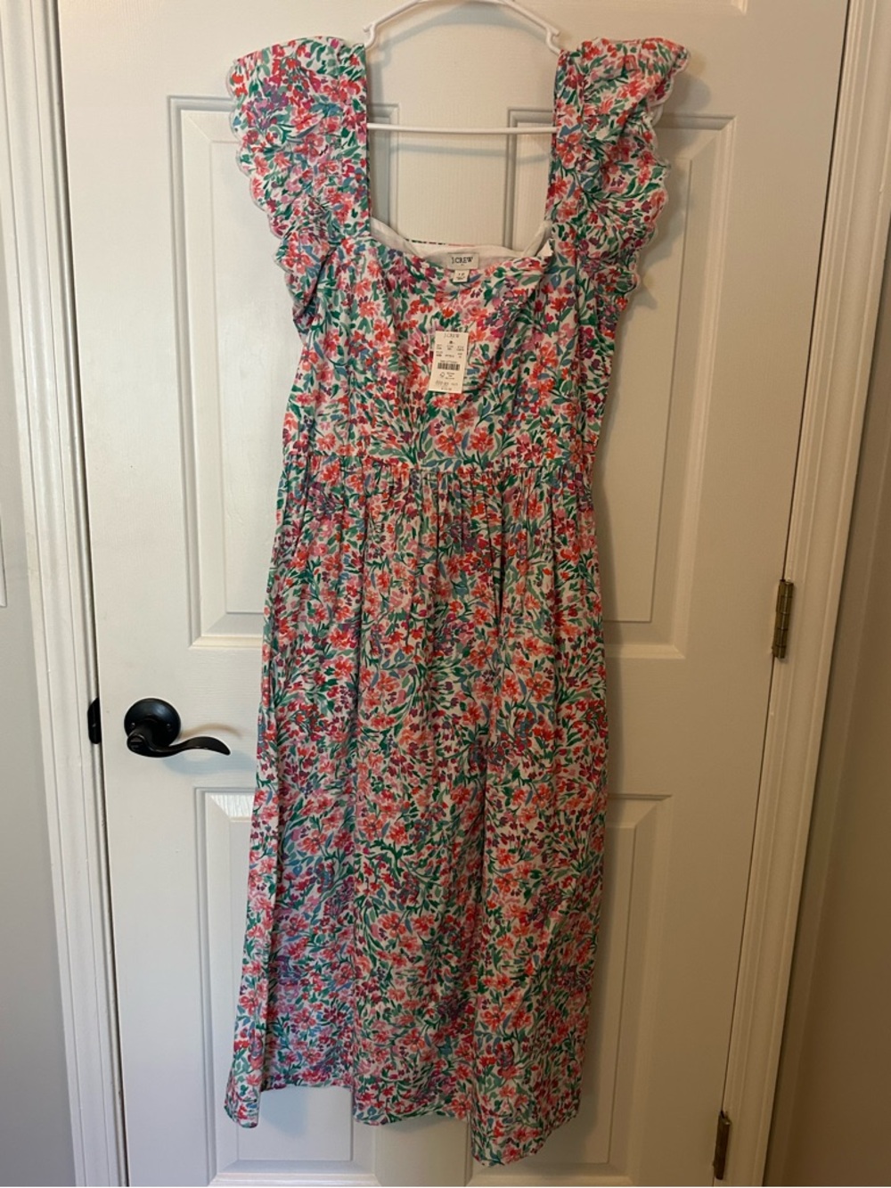 J crew maxi Floral Ruffle Strap Dress - Pink & Green